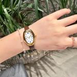 MASTOP Bracelet Watch for Women - Elegant 24mm Oval Dial Bangle Watch - Gold Jewelry Style Quartz Wristwatch - Gift for Her (Coffee A)