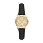 RELIC by Fossil Women's Matilda Three-Hand Date Gold Alloy Metal and Black Leather Band Watch (Model: ZR34630)