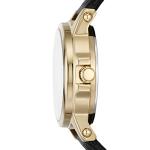 RELIC by Fossil Women's Matilda Three-Hand Date Gold Alloy Metal and Black Leather Band Watch (Model: ZR34630)
