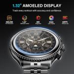 2026 Rotating Bezel Smart Watch for Men with Bluetooth Call, Heart Rate, Blood Pressure, SpO2, Sleep Monitor, Waterproof Round Watch with Encoder Knob, 1.32" AMOLED Display, Compatible Android and iOS