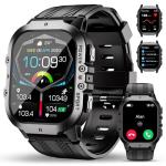 OUKITEL Military Smart Watches for Men(Answer/Make Calls), 1.96'' Fitness Smart Watches for Android/iPhone, Waterproof Smart Watch with Blood Pressure/Heart Rate/100+ Sport Modes, Watches for Men