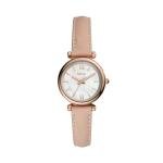 Fossil Women's Watch, Carlie Mini Quartz Stainless Steel and Leather Three-Hand Watch for Women, Color: Rose Gold, Blush