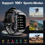 OUKITEL Military Smart Watches for Men(Answer/Make Calls), 1.96'' Fitness Smart Watches for Android/iPhone, Waterproof Smart Watch with Blood Pressure/Heart Rate/100+ Sport Modes, Watches for Men