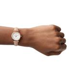Fossil Women's Watch, Carlie Mini Quartz Stainless Steel and Leather Three-Hand Watch for Women, Color: Rose Gold, Blush
