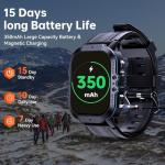 OUKITEL Military Smart Watches for Men(Answer/Make Calls), 1.96'' Fitness Smart Watches for Android/iPhone, Waterproof Smart Watch with Blood Pressure/Heart Rate/100+ Sport Modes, Watches for Men