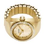 Fossil Women's Watch Ring, Quartz Stainless Steel Two-Hand Ring Watch for Women, Color: Gold Glitz