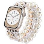 VISOOM Beaded Bracelet Compatible for Apple Watch Band 42mm/40mm/38mm/41mm Series 11 10 9 8 7 SE Series 6/5/4 Women Fashion Cute Handmade Pearl Stretchy Watch Strap for iWatch Bands Series 3/2/1