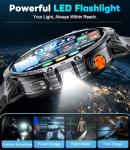 LIGE Military Smart Watches for Men(2 Bands),1000mAh/1.85" HD Large Screen Smartwatch, Flashlight/110+ Sports Modes/Sleep Monitor, Fitness Tracker Watch for Android iOS,Black