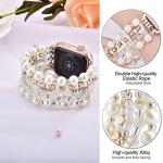 VISOOM Beaded Bracelet Compatible for Apple Watch Band 42mm/40mm/38mm/41mm Series 11 10 9 8 7 SE Series 6/5/4 Women Fashion Cute Handmade Pearl Stretchy Watch Strap for iWatch Bands Series 3/2/1