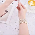 VISOOM Beaded Bracelet Compatible for Apple Watch Band 42mm/40mm/38mm/41mm Series 11 10 9 8 7 SE Series 6/5/4 Women Fashion Cute Handmade Pearl Stretchy Watch Strap for iWatch Bands Series 3/2/1