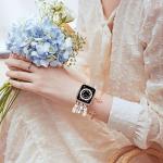 VISOOM Beaded Bracelet Compatible for Apple Watch Band 42mm/40mm/38mm/41mm Series 11 10 9 8 7 SE Series 6/5/4 Women Fashion Cute Handmade Pearl Stretchy Watch Strap for iWatch Bands Series 3/2/1