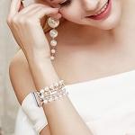 VISOOM Beaded Bracelet Compatible for Apple Watch Band 42mm/40mm/38mm/41mm Series 11 10 9 8 7 SE Series 6/5/4 Women Fashion Cute Handmade Pearl Stretchy Watch Strap for iWatch Bands Series 3/2/1