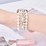 VISOOM Beaded Bracelet Compatible for Apple Watch Band 42mm/40mm/38mm/41mm Series 11 10 9 8 7 SE Series 6/5/4 Women Fashion Cute Handmade Pearl Stretchy Watch Strap for iWatch Bands Series 3/2/1