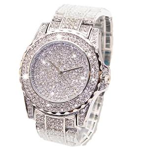 ARMRA Diamond Watch Iced Out Bling Rhinestone Gold Plated Silver Watch Stainless Steel Quartz Wrist Watches for Women Ladies Hip hop Men