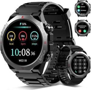 Military Smart Watches for Men (Answer/Make Calls), 1.39" HD Fitness Watches, Heart Rate/Sleep Monitor, 110+ Sports Modes Watch for Men, Waterproof Watch, 30Day, Watches for Android/iPhone, Black