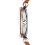 Fossil Women's Watch,Carlie Mini Quartz Stainless Steel and Leather Watch for Women, Color: Rose Gold/Silver, Luggage