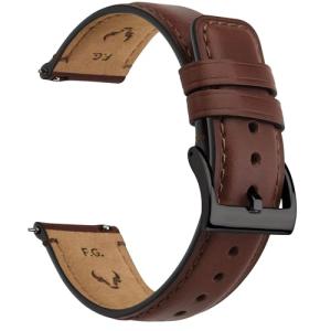 Fullmosa Leather Watch Bands for Men, 18mm 19mm 20mm 22mm 24mm Quick Release Watch Bands Strap - Burnished Band Vintage Wristband with Stainless Steel Metal Clasp