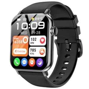 Smart Watches for Men Women, 1.83" HD Touchscreen with Bluetooth Calling, IP68 Waterproof Fitness Tracker, 120+ Sport Modes, 24/7 Heart Rate & Sleep Monitor, Compatible with iPhone Android (Black)