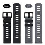 WOCCI 22mm Bicolor Watch Band, Silicone Rubber, Quick Release Replacement Strap for Men and Women, Black Stainless Steel Buckle (Black-Grey)