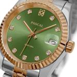 PASCAL Timeless Classic Diamond Watch for Women– Swiss Quartz Watch with Lab-Grown Diamonds, Sapphire Crystal, Elegant Dress Watch Gift,10 ATM Water Resistant, Fits 6.5"-9.5" Wrists (Avocado, 31)