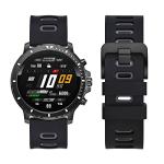 WOCCI 22mm Bicolor Watch Band, Silicone Rubber, Quick Release Replacement Strap for Men and Women, Black Stainless Steel Buckle (Black-Grey)