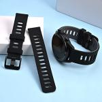 WOCCI 22mm Bicolor Watch Band, Silicone Rubber, Quick Release Replacement Strap for Men and Women, Black Stainless Steel Buckle (Black-Grey)