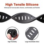 WOCCI 22mm Bicolor Watch Band, Silicone Rubber, Quick Release Replacement Strap for Men and Women, Black Stainless Steel Buckle (Black-Grey)