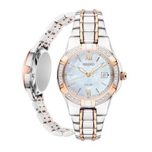 Seiko Solar Diamond Watch for Women - Two-Tone