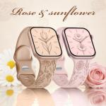 Easuny 8 Pack Bands for Women Compatible with Apple Watch 40mm 41mm 38mm 42mm 44mm 45mm 46mm 49mm iWatch Series 11 10 9 8 7 6 5 4 3 Ultra SE 3 SE 2nd, Soft Silicone Floral Engraved Dressy Wrist Straps