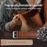 Fullmosa 18mm 20mm 22mm 24mm Leather Watch Bands Quick Release Watch Strap for Men Women, 2 Pack Soft Replacement Strap Wristband with Stainless Steel Buckle,20mm Toffee Brown&Silver/Black&Black