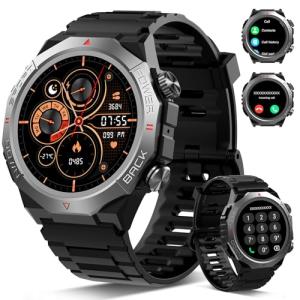 Military Smart Watches for Men(Answer/Make Calls), 1.39"HD Fitness Watch, 24/7 Heart Rate Sleep Monitor, Smart Watch for Men 110+ Sport Modes, 30Day, IP68 Waterproof Smartwatch for Android iOS, Black