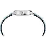 Timex Women's Easy Reader 30mm Watch – Silver-Tone Case White Dial with Light Blue Leather Strap