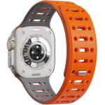 Magnetic silicone sport band for apple watch, compatible with ultra 1/2/3, series 11 10 9 8 7 6 5 4 SE, 49mm 46mm 45mm 44mm 42mm 41mm 40mm 38mm. Secure Fit,Polinoart Moose adjustable iWatch strap for men and women (Orange + Grey)