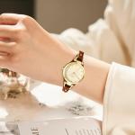 BUREI Women Watches Simple Leather Strap Watch Luxury Quartz Watches Small Thin Ladies Watch Bracelet Band Wristwatch Relogio Feminino (Golden Face)