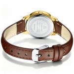 LN LENQIN Ladies Watches Analog Quartz Watch for Women Waterproof Women's Wrist Watches Easy Reader Womens Watch with Leather Strap (Dark Brown Gold White)
