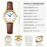 LN LENQIN Ladies Watches Analog Quartz Watch for Women Waterproof Women's Wrist Watches Easy Reader Womens Watch with Leather Strap (Dark Brown Gold White)