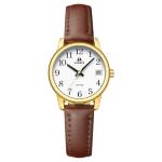 LN LENQIN Ladies Watches Analog Quartz Watch for Women Waterproof Women's Wrist Watches Easy Reader Womens Watch with Leather Strap (Dark Brown Gold White)