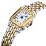 CHEETAH Watches for Women with Small Two-Tone Vintage Bracelet, Rectangular Case Roman Dial
