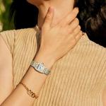 CHEETAH Watches for Women with Small Two-Tone Vintage Bracelet, Rectangular Case Roman Dial