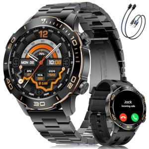Smart Watches for Men Luxury for Android iPhone/50 Day Battery,Fitness Watch with Heart Rate/Blood Pressure/Sleep Monitor,Men's Smartwatch Amoled Display,100+ Sport Modes,IP68 Waterproof,Black, 40mm