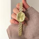 PASOY Women’s Bracelet Watch Small Face – Elegant Oval Quartz Analog Wristwatch with Metal Link Band, Gold & Silver Options, Slim Roman Numeral Dial Dress Watch for Ladies (Gold)