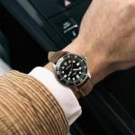 WOCCI 20mm Vintage Leather Watch Band for Men and Women, Silver Buckle (Dark Brown/Contrasting Stitch)