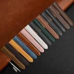 WOCCI 20mm Vintage Leather Watch Band for Men and Women, Silver Buckle (Dark Brown/Contrasting Stitch)