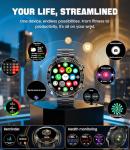 Smart Watches for Men Luxury for Android iPhone/50 Day Battery,Fitness Watch with Heart Rate/Blood Pressure/Sleep Monitor,Men's Smartwatch Amoled Display,100+ Sport Modes,IP68 Waterproof,Black, 40mm