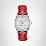 Tissot Womens Tissot Chemin des Tourelles Powermatic 80 34 mm 316L Stainless Steel case Automatic Watches, Red, Leather, 18 (T1392071611100)