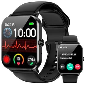 Smart Watch, 1.85" HD Smartwatch for Men Women (Answer/Make Calls), Fitness Watch with Heart Rate/Sleep/IP68 Waterproof/120+ Sports Modes/Spo2 Monitor, Pedometer, Android Smart Watch for Android iOS