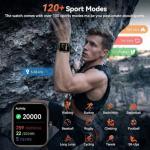 Smart Watch with Alexa Built-in, 1.83" HD Touchscreen Fitness Tracker, Bluetooth Notifications/Calls, IP68 Waterproof, 120+ Sport Modes, 24/7 Heart Rate & Sleep Monitor for iPhone Android iOS (Black)