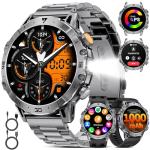 Smart Watches for Men 1000mAh Battery/Flashlight/3 Straps, 1.7" Ultra HD Screen Outdoor Smartwatch with 111 Sports Modes, Heart Rate/Sleep/Calorie Monitor, 5ATM Waterproof Fitness Tracker Android iOS