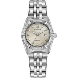 Citizen Ladies Eco-Drive Dress Classic Corso Watch, Diamond-Accented Bezel, Taupe Dial (Model: EW2710-51X)