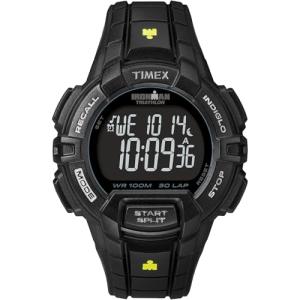 Timex Men's Ironman Triathlon Rugged 30 44mm Resin Strap Watch – Black Case Negative Display with Black Resin Strap